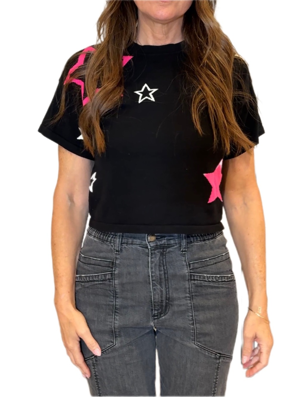 WISPR neon star crop tee black XS